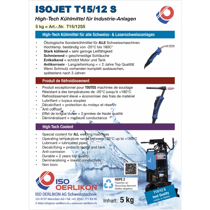 ISOJET T15/12 S Kühlmittel für Schweiss-Schneid- und Laseranlagen -20°-120°C